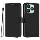 For Wiko T20 Skin Feel Solid Color Leather Phone Case with Lanyard(Black) - 2