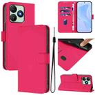For Wiko T20 Skin Feel Solid Color Leather Phone Case with Lanyard(Rose Red) - 1