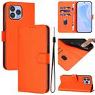 For Wiko T60 / Cubot P80 Skin Feel Solid Color Leather Phone Case with Lanyard(Orange) - 1