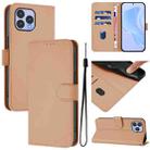 For Wiko T60 / Cubot P80 Skin Feel Solid Color Leather Phone Case with Lanyard(Nude) - 1