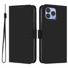 For Wiko T60 / Cubot P80 Skin Feel Solid Color Leather Phone Case with Lanyard(Black) - 2