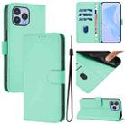 For Wiko T60 / Cubot P80 Skin Feel Solid Color Leather Phone Case with Lanyard(Mint Green) - 1