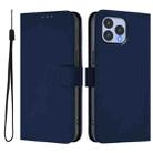 For Wiko T60 / Cubot P80 Skin Feel Solid Color Leather Phone Case with Lanyard(Navy Blue) - 2