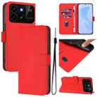 For ZTE Blade A35 / A55 Skin Feel Solid Color Leather Phone Case with Lanyard(Red) - 1