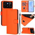 For ZTE Blade A35 / A55 Skin Feel Solid Color Leather Phone Case with Lanyard(Orange) - 1