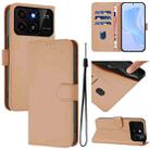 For ZTE Blade A35 / A55 Skin Feel Solid Color Leather Phone Case with Lanyard(Nude) - 1