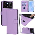 For ZTE Blade A35 / A55 Skin Feel Solid Color Leather Phone Case with Lanyard(Lavender Purple) - 1