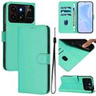 For ZTE Blade A35 / A55 Skin Feel Solid Color Leather Phone Case with Lanyard(Green) - 1