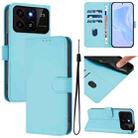 For ZTE Blade A35 / A55 Skin Feel Solid Color Leather Phone Case with Lanyard(Sky Blue) - 1