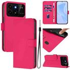 For ZTE Blade A35 / A55 Skin Feel Solid Color Leather Phone Case with Lanyard(Rose Red) - 1