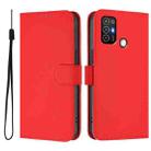 For ZTE Blade A52 Skin Feel Solid Color Leather Phone Case with Lanyard(Red) - 2