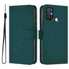 For ZTE Blade A52 Skin Feel Solid Color Leather Phone Case with Lanyard(Dark Green) - 2