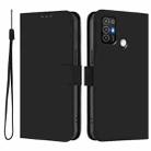 For ZTE Blade A52 Skin Feel Solid Color Leather Phone Case with Lanyard(Black) - 2