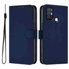 For ZTE Blade A52 Skin Feel Solid Color Leather Phone Case with Lanyard(Navy Blue) - 2