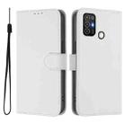 For ZTE Blade A52 Skin Feel Solid Color Leather Phone Case with Lanyard(White) - 2