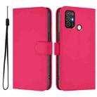 For ZTE Blade A52 Skin Feel Solid Color Leather Phone Case with Lanyard(Rose Red) - 2