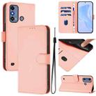 For ZTE Blade A53 / A53+ Skin Feel Solid Color Leather Phone Case with Lanyard(Pink) - 1