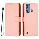 For ZTE Blade A53 / A53+ Skin Feel Solid Color Leather Phone Case with Lanyard(Pink) - 2