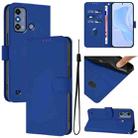 For ZTE Blade A53 / A53+ Skin Feel Solid Color Leather Phone Case with Lanyard(Dark Blue) - 1