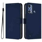 For ZTE Blade A53 / A53+ Skin Feel Solid Color Leather Phone Case with Lanyard(Navy Blue) - 2