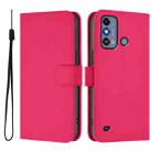 For ZTE Blade A53 / A53+ Skin Feel Solid Color Leather Phone Case with Lanyard(Rose Red) - 2