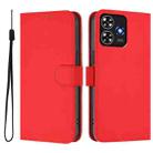 For ZTE Blade A73 4G Skin Feel Solid Color Leather Phone Case with Lanyard(Red) - 2