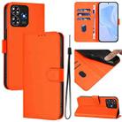 For ZTE Blade A73 4G Skin Feel Solid Color Leather Phone Case with Lanyard(Orange) - 1