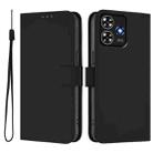 For ZTE Blade A73 4G Skin Feel Solid Color Leather Phone Case with Lanyard(Black) - 2