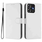 For ZTE Blade A73 4G Skin Feel Solid Color Leather Phone Case with Lanyard(White) - 2