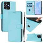 For ZTE Blade A73 4G Skin Feel Solid Color Leather Phone Case with Lanyard(Sky Blue) - 1