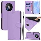 For ZTE Blade A73 5G Skin Feel Solid Color Leather Phone Case with Lanyard(Lavender Purple) - 1