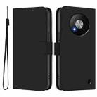 For ZTE Blade A73 5G Skin Feel Solid Color Leather Phone Case with Lanyard(Black) - 2