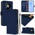 For ZTE Blade A73 5G Skin Feel Solid Color Leather Phone Case with Lanyard(Navy Blue) - 1