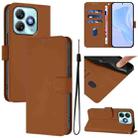 For ZTE Blade A75 4G Skin Feel Solid Color Leather Phone Case with Lanyard(Brown) - 1