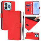 For ZTE Blade A75 4G Skin Feel Solid Color Leather Phone Case with Lanyard(Red) - 1