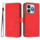 For ZTE Blade A75 4G Skin Feel Solid Color Leather Phone Case with Lanyard(Red) - 2