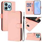 For ZTE Blade A75 4G Skin Feel Solid Color Leather Phone Case with Lanyard(Pink) - 1