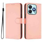 For ZTE Blade A75 4G Skin Feel Solid Color Leather Phone Case with Lanyard(Pink) - 2