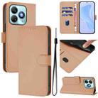 For ZTE Blade A75 4G Skin Feel Solid Color Leather Phone Case with Lanyard(Nude) - 1