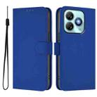 For ZTE Blade A75 4G Skin Feel Solid Color Leather Phone Case with Lanyard(Dark Blue) - 2