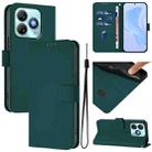 For ZTE Blade A75 4G Skin Feel Solid Color Leather Phone Case with Lanyard(Dark Green) - 1