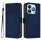 For ZTE Blade A75 4G Skin Feel Solid Color Leather Phone Case with Lanyard(Navy Blue) - 2