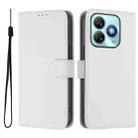 For ZTE Blade A75 4G Skin Feel Solid Color Leather Phone Case with Lanyard(White) - 2