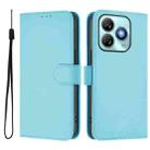 For ZTE Blade A75 4G Skin Feel Solid Color Leather Phone Case with Lanyard(Sky Blue) - 2