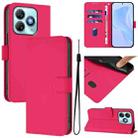 For ZTE Blade A75 4G Skin Feel Solid Color Leather Phone Case with Lanyard(Rose Red) - 1