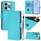 For ZTE Blade A75 4G Skin Feel Solid Color Leather Phone Case with Lanyard(Lake Blue) - 1