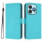 For ZTE Blade A75 4G Skin Feel Solid Color Leather Phone Case with Lanyard(Lake Blue) - 2