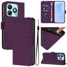 For ZTE Blade A75 4G Skin Feel Solid Color Leather Phone Case with Lanyard(Violet) - 1