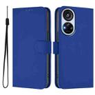 For ZTE Blade V40s Skin Feel Solid Color Leather Phone Case with Lanyard(Dark Blue) - 2