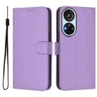 For ZTE Blade V40s Skin Feel Solid Color Leather Phone Case with Lanyard(Lavender Purple) - 2